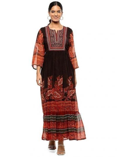 BIBA Women Georgette Printed Tiered Dress