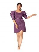 FOR YU Women's Midi Bodycon Dress One Piece Dress for Women | Mauve Mini Dress with Cowl Sleeve