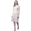 Mini & Ming Women's Off White Floral Printed Square Neck Tiered Midi Dress