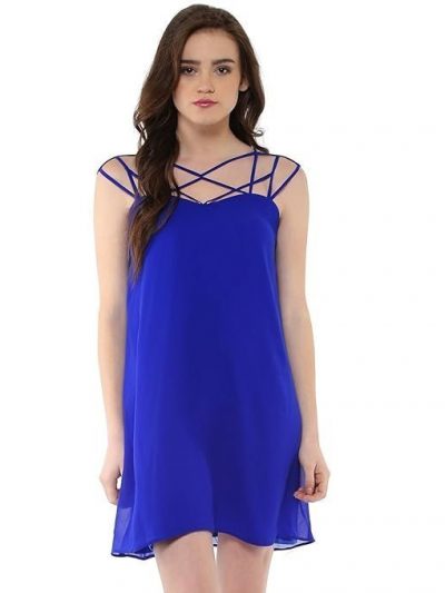 Roving Mode Women's Georgette A-Line Mini Dress