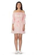 Boho Girl Women's Rose Off-The-Shoulder Neck Casual Mini Dress | Midi Western Dress for Women | Off Neck Shoulder Fit and Flare Mini Length Dress