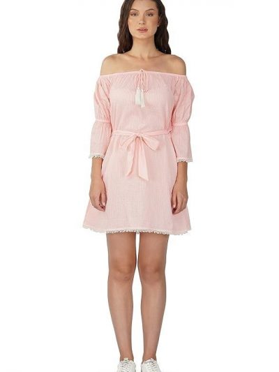 Boho Girl Women's Rose Off-The-Shoulder Neck Casual Mini Dress | Midi Western Dress for Women | Off Neck Shoulder Fit and Flare Mini Length Dress