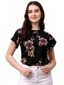 Wedani Women's Casual Short Sleeves Round Neck Foral Regular Fit Top