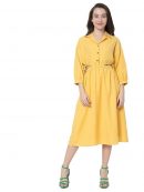 VERO MODA Yellow Waist Cut-Out A-Line Dress