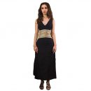 NAAVA Onyx Black Statement Dress I Long Dress for Women I Cotton Maxi Dress I Ankle Length Maxi Dress I Women One Piece Long I Sleeveless Dress I A-Line Dress I Western Black Dress