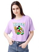 ELLITI Soft Rich Cotton Half Sleeve | Round Neck | Oversized/Loose Fit | Down Solder | Micky Crop Top for Women