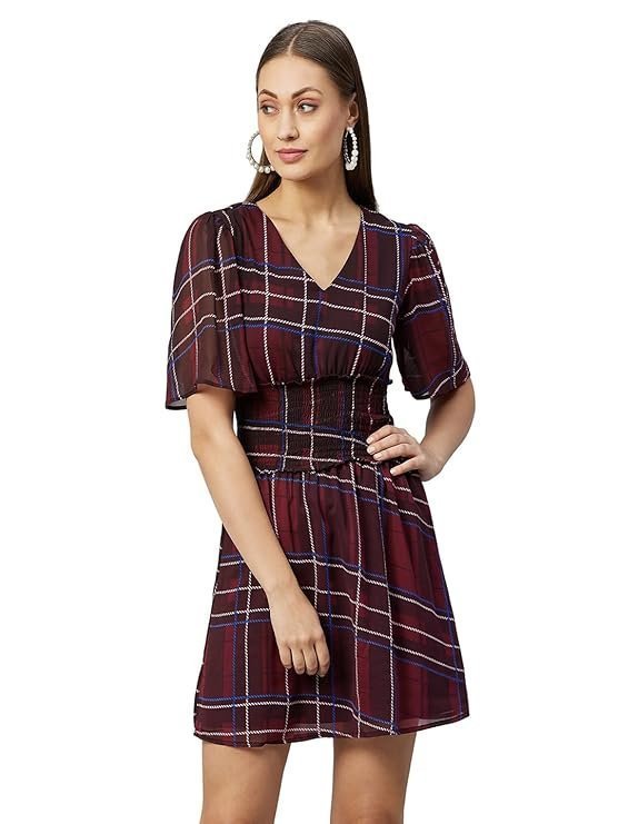Carlton London Women's Polyester A-Line Mini Casual Dress