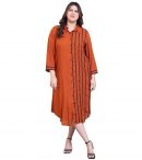 DEEBACO Solid Rayon Shirt Plus Size Dress for Women's|Shirt Collar 3/4 Sleeves Regular Fit Ankle Length Dress|Summer Western Party Casual Wear Dress for Ladies