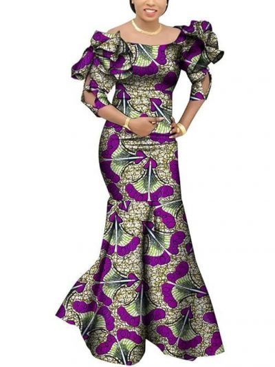Fashion Robe Africaine Femme Elegant Maxi Long Dresses African Ankara Print Mermaid Dresses Dashiki Evening Gowns