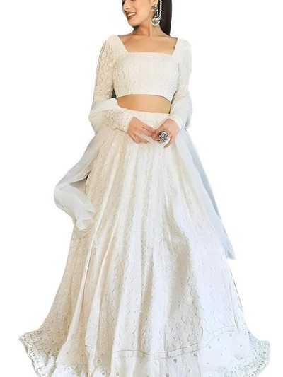 TRENDMALLS Women's Georgette Embroidery Lehenga Choli with Dupatta I Navratri Stylish Lehenga Choli for women