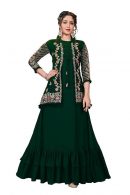 Miss Ethnik Women's Faux Georgette Semi Stitched Top With Faux Georgette Jacket Solid Flared Top Dress Material